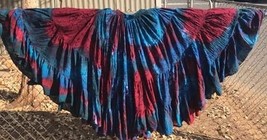 RED BLUES TRIBAL BELLYDANCE ATS AMAZING TYEDYED GYPSY SKIRT 25 YDA~36&quot; - $128.69