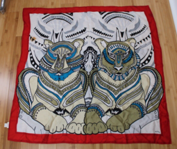 Echo Tiger Print Square Silk Scarf 34&quot; Flaws - £12.12 GBP