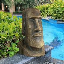 32&quot; Moai Monolith Head Bust Sculpture Easter Island Ahu Akivi Polynesian replica - £388.46 GBP