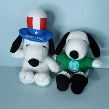 MetLife Peanuts Snoopy Charlie Brown Dog Plush Lot Of 2 Save Uncle Sam - £14.72 GBP