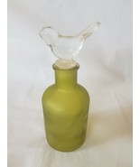 Frosted Green Bottle with Clear Bird Stopper. - $7.08