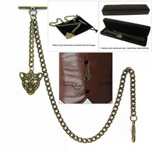 Albert Chain Bronze Pocket Watch Chain for Men Leopard Design Fob T Bar AC25 - £9.99 GBP+