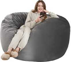 Giant 4&#39; Memory Foam Furniture Bean Bag Chairs For Adults With Microfiber Cover, - £114.24 GBP