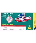 1998 ALDS Division Series Game 1 Season Ticket stub Rangers @ Yankees - €47,38 EUR