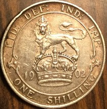 1902 UK GB GREAT BRITAIN SILVER SHILLING COIN - $28.96