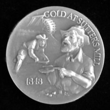 Longines Symphonette "Gold At Sutter's Mill" .925 Sterling Silver Medal - 1.2 oz - £31.17 GBP