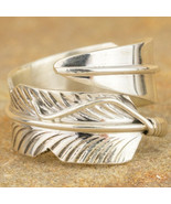 Navajo Native American Sterling Silver Leaf Wrap Adjustable Ring for Women - £14.11 GBP
