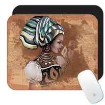 African Woman Portrait Profile : Gift Mousepad Ethnic Art Black Culture Ethno - £10.44 GBP