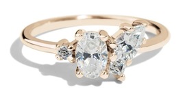 Oval Cut Unique Diamond Cluster Art Deco Minimalist Wedding Bridesmaid Gift Ring - £77.09 GBP