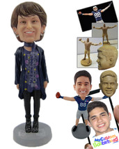 Personalized Bobblehead Lovely Woman In Trendy Attire With A Boot And A Designer - £72.72 GBP