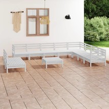 11 Piece Garden Lounge Set Solid Wood Pine White - £326.18 GBP