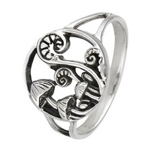 Bohemian Magic Mushroom Ring 925 Sterling Silver Fungi Hippie Boho Band - £19.66 GBP