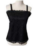 Vintage Coldwater Creek Cami Sz M Black Lace Camisole Floral Sleeveless - $34.13 CAD