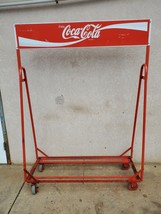  Vintage Drink Coca Cola Metal Sign Rolling Cart Case 6 pack display B - £358.91 GBP