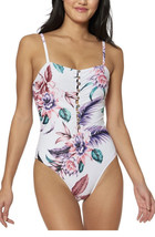NWT Jessica Simpson Women&#39;s Floral-Print Button One-Piece Swimsuit Size S Small - £39.53 GBP