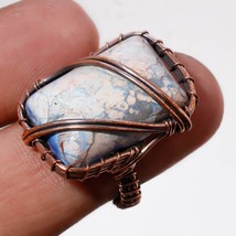 Sodalite Gemstone Handmade Ethnic Gifted Copper Wire Wrap Ring Jewelry 7&quot; SA 569 - £5.18 GBP
