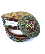Hadley Pollet Zinnia Floral Jacquard Fabric Belt with Ornate Metal Buckl... - £18.67 GBP