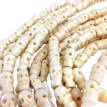 12mm Tribal Skull Beads, Bone Material, Ivory (Approx. 100 Pieces) - £19.69 GBP