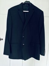 Vintage Polo Ralph Lauren Blazer Mens 46R Pinstripe Black Wool Jacket Sp... - $35.00