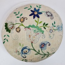 Antique Hand Crafted Round Throw Pillow 13 Inch Floral - £75.91 GBP