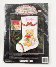 Dimensions Ribbon Embroidery Cuddly Christmas Stocking 1442 1994 Cross S... - $14.84