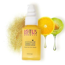 Lotus Herbals WhiteGlow Vitamin C and Gold Radiance Face Serum 30ml Paraben-Free - £13.52 GBP