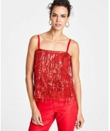 MSRP $70 Inc International Concepts Sequined Fringe Camisole Real Red Si... - $28.50