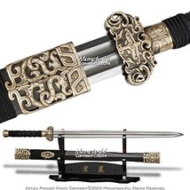 Forge Folded Handmade Dragon Han Wu Sword Chinese Jian w/Detail Brass Fi... - £263.95 GBP