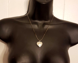 Crystal Rhinestone Heart Locket Pendant 18&quot; Silver tone NECKLACE VTG spr... - £15.52 GBP