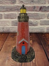 Red Crackle Glass Lighthouse Low Light Accent Table Lamp Beach Lake Decor - £23.04 GBP