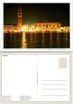 Italy Veneto Venice at Night Lit Up San Marco Bell Tower Vintage Postcard - £7.51 GBP