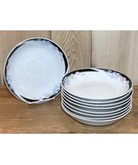 Lot of 9 Caravel by Excel Black Trim Iris &amp; Tulips Cereal Bowls 7 5/8” - £29.54 GBP