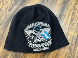 Harley Davidson Roatan Honduras Beanie Winter Hat Cap Black Pirate Flag Logo - £19.71 GBP