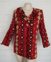 Lauren Ralph Lauren L XL Santa Fe SW Tribal Ruffle Neckline Cotton Top - $16.83