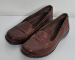 Clarks Bendable Womens 9 Bayou Two Leather Slip On Croc Print Loafer Shoes - $26.99