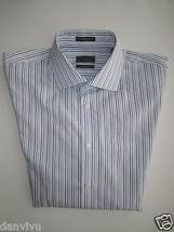 Calibrate Trim Fit Spread Stripes Men’s Dress Shirt Skyblue 15.5-16 | 32.5 - £23.22 GBP