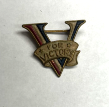 Rare WWII V for Victory Pin Badge Red White Blue - $19.79