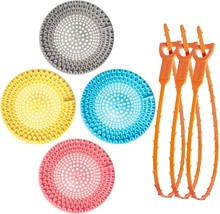 4 Silicone Shower Hair Drain Catchers &amp; 3 Drain Snake Hair Removers NEW - £13.90 GBP