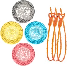 4 Silicone Shower Hair Drain Catchers &amp; 3 Drain Snake Hair Removers NEW - £14.18 GBP