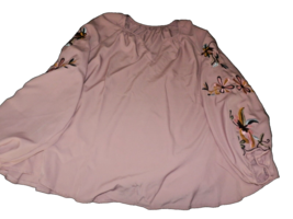 New Womens 2XL Embroidered Sleeve Blouse L/S Peasant Style Dusty Rose Pink Flora - £13.19 GBP