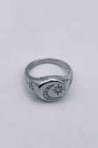 Vintage Muslim Moon and Crescent 925 Sterling Silver Deco Cocktail Ring Size 9 - £50.44 GBP