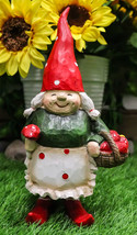 Whimsical Garden Mrs Gnome Grandmother With Toadstool Mushrooms Basket Statue - £22.44 GBP