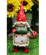 Whimsical Garden Mrs Gnome Grandmother With Toadstool Mushrooms Basket S... - $512.51 MXN