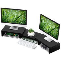 Riser Office Desktop Organizer Stands For 2 Monitors Length And Angle Adjustable - £50.34 GBP