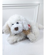 Ty Classic Rabble Puppy Plush White Dog Stuffed Animal floppy brown bow ... - $19.00