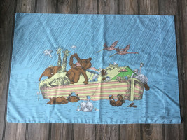 Vintage 70&#39;s Cannon Monticello RAY CRUZ Noah&#39;s ark standard pillowcase set of 2 - £28.42 GBP