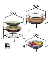3 WROUGHT IRON PIE STANDS LOT Single Double &amp; Triple Metal Rack Set Amis... - $1,695.75 MXN