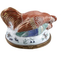 c1920 French Hen and Rooster Trinket Box - $259.88