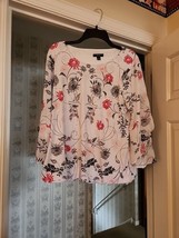 Alfani Blouse M White With Pink And Black Flowers Lined No See Thru Flow... - £11.18 GBP