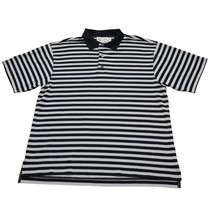 Footjoy Shirt Mens Black White Short Sleeve Spread Collar Stripe Button Polo - £20.22 GBP